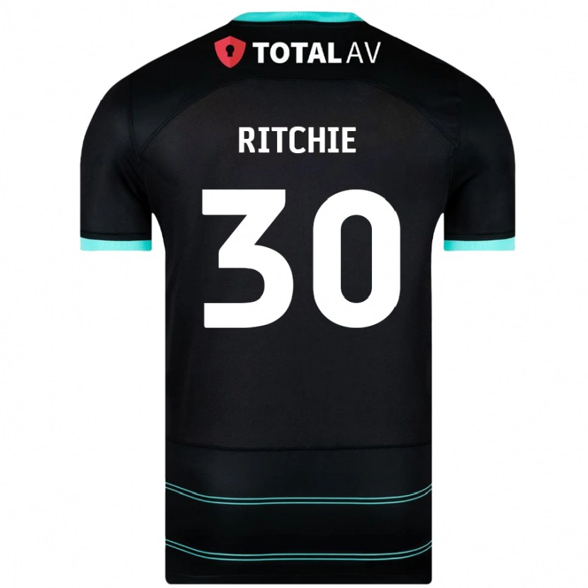 Danxen Uomo Maglia Matt Ritchie #30 Nero Kit Gara Away 2024/25 Maglietta