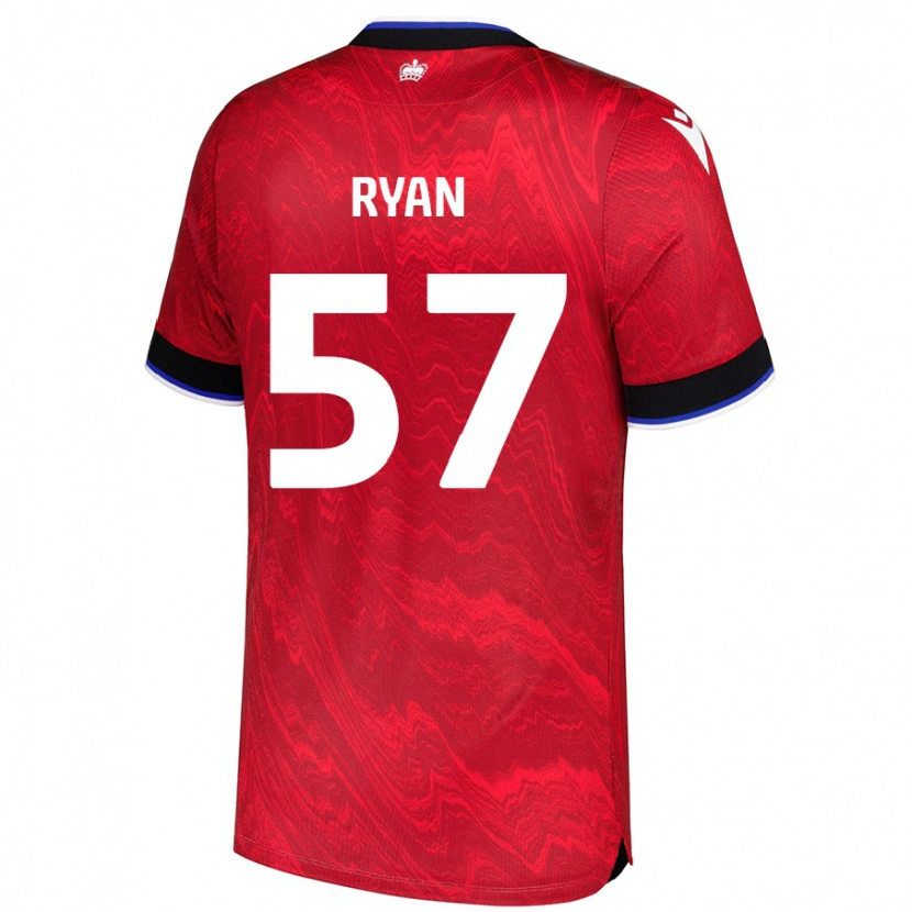 Danxen Uomo Maglia John Ryan #57 Rosso Nero Kit Gara Away 2024/25 Maglietta