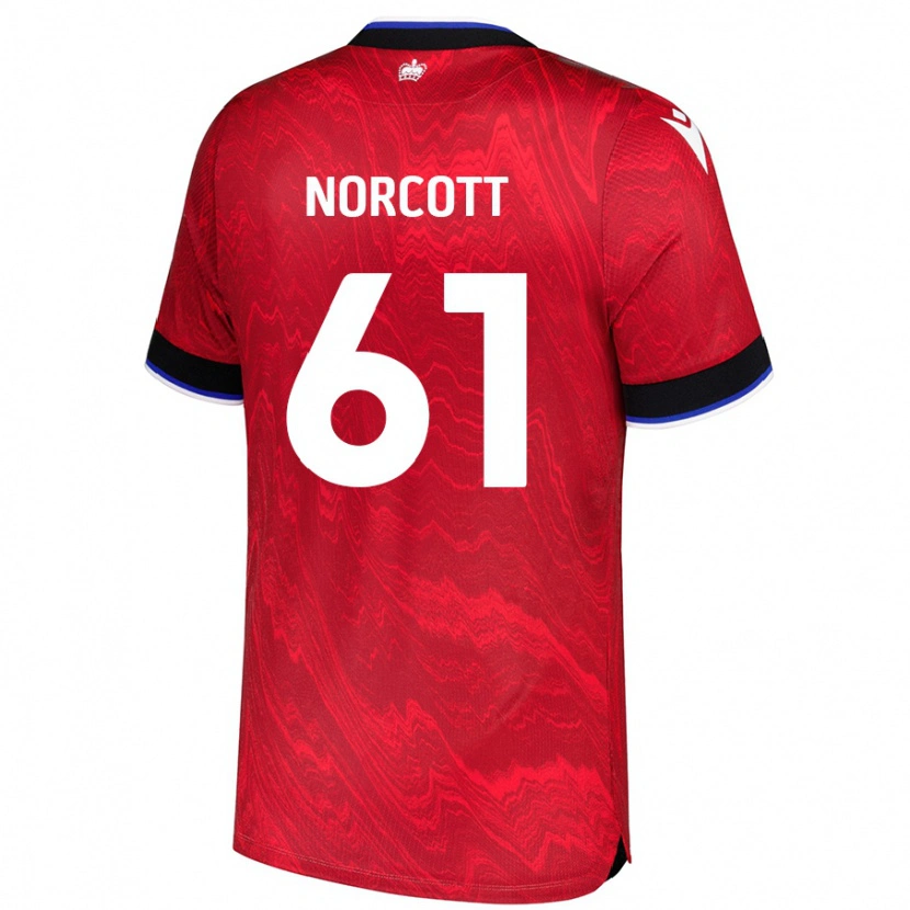 Danxen Uomo Maglia Tom Norcott #61 Rosso Nero Kit Gara Away 2024/25 Maglietta