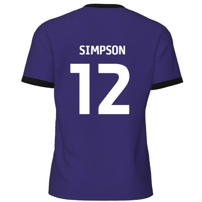 Danxen Uomo Maglia Tyreece Simpson #12 Viola Kit Gara Away 2024/25 Maglietta