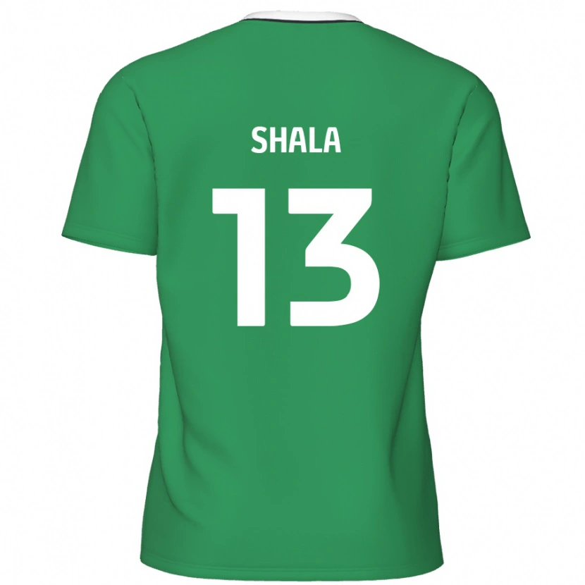 Danxen Uomo Maglia Laurence Shala #13 Verde Strisce Bianche Kit Gara Away 2024/25 Maglietta