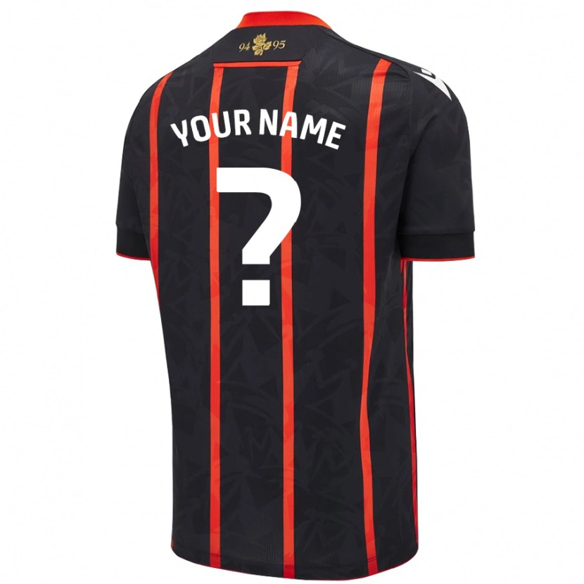 Danxen Uomo Maglia Il Tuo Nome #0 Nero Rosso Kit Gara Away 2024/25 Maglietta