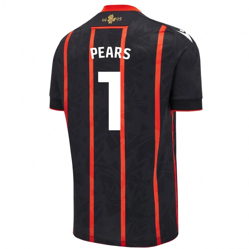 Danxen Uomo Maglia Aynsley Pears #1 Nero Rosso Kit Gara Away 2024/25 Maglietta