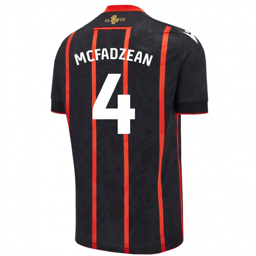 Danxen Uomo Maglia Kyle Mcfadzean #4 Nero Rosso Kit Gara Away 2024/25 Maglietta