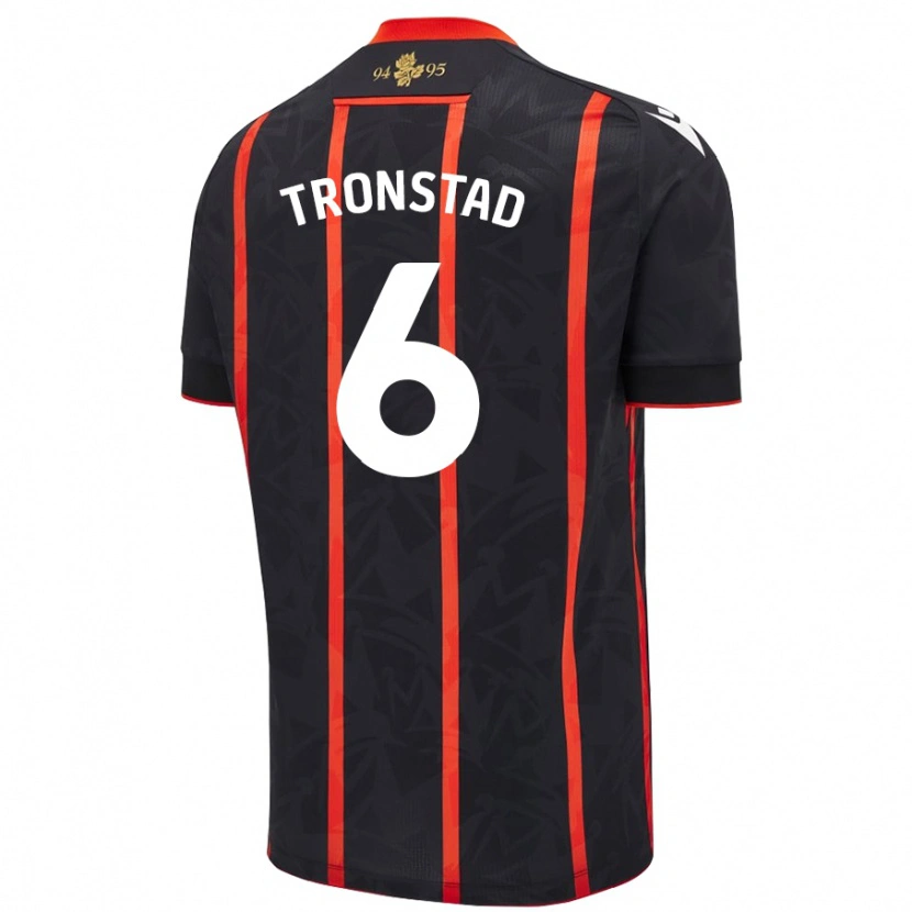Danxen Uomo Maglia Sondre Tronstad #6 Nero Rosso Kit Gara Away 2024/25 Maglietta