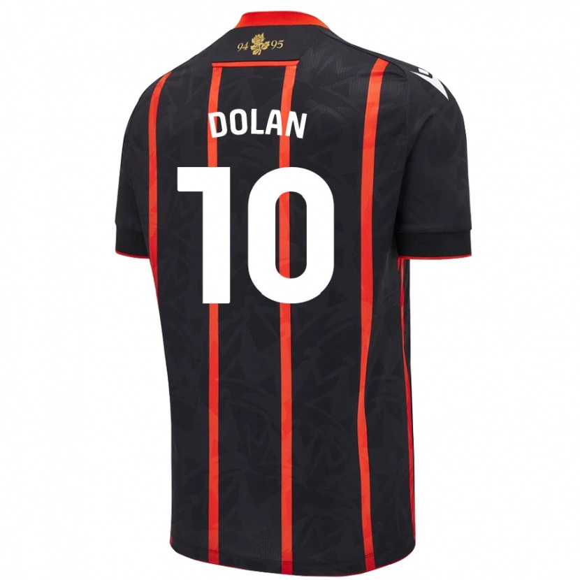 Danxen Uomo Maglia Tyrhys Dolan #10 Nero Rosso Kit Gara Away 2024/25 Maglietta