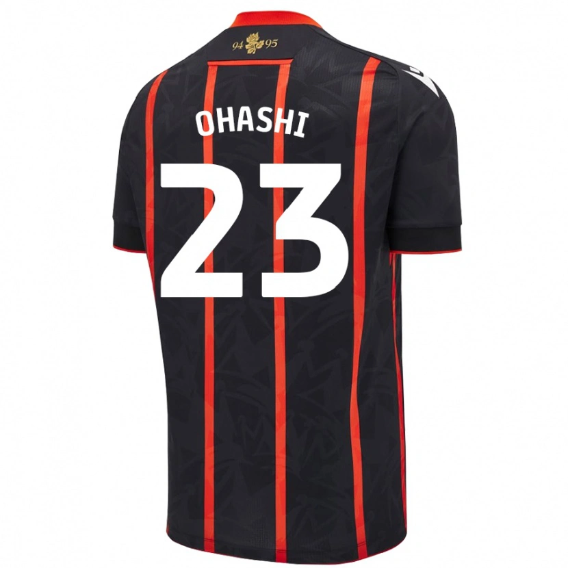Danxen Uomo Maglia Yuki Ohashi #23 Nero Rosso Kit Gara Away 2024/25 Maglietta