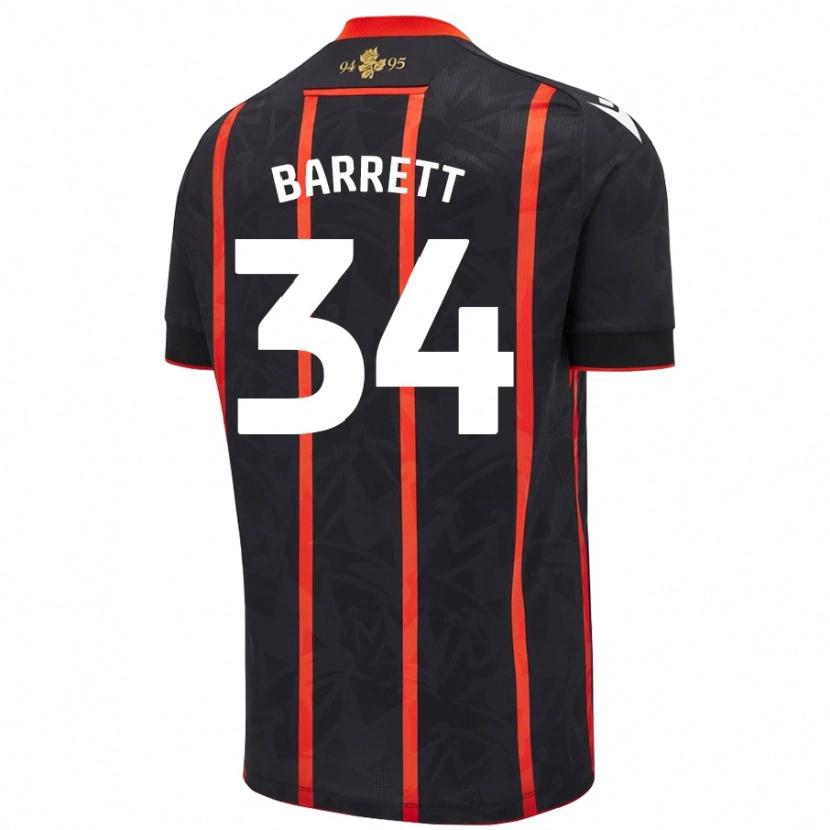 Danxen Uomo Maglia Jack Barrett #34 Nero Rosso Kit Gara Away 2024/25 Maglietta