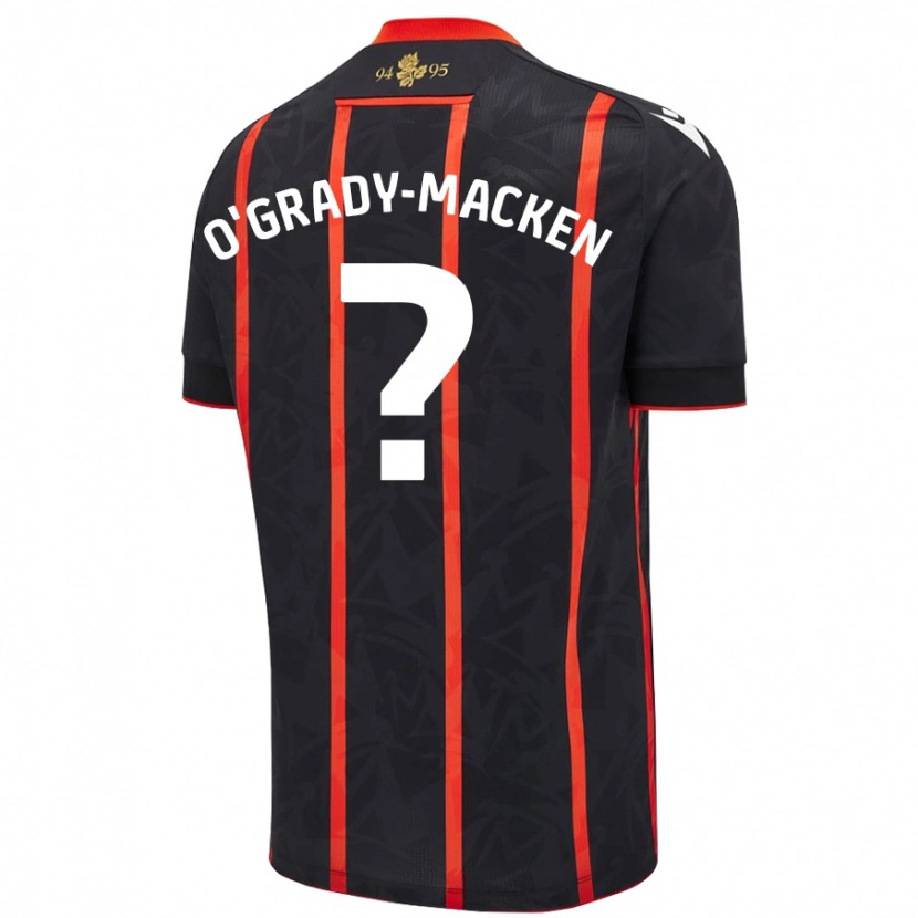 Danxen Uomo Maglia Harley O'grady-Macken #0 Nero Rosso Kit Gara Away 2024/25 Maglietta