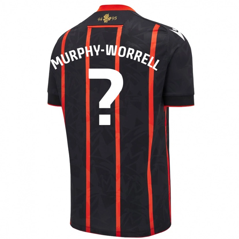 Danxen Uomo Maglia Paul Murphy-Worrell #0 Nero Rosso Kit Gara Away 2024/25 Maglietta