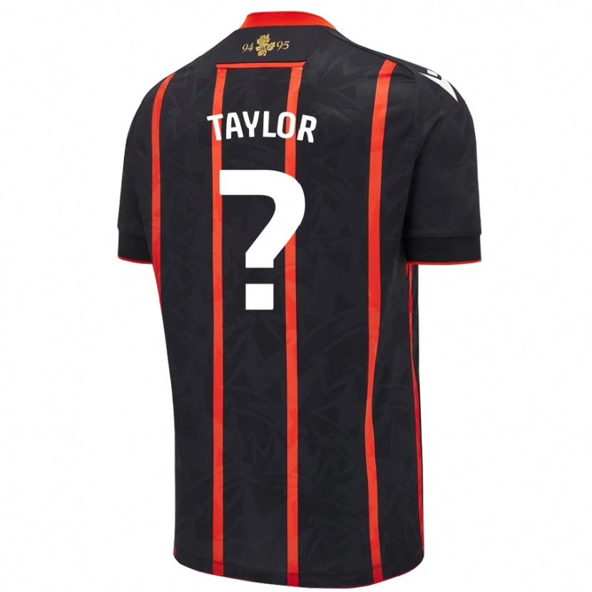 Danxen Uomo Maglia Bradley Taylor #0 Nero Rosso Kit Gara Away 2024/25 Maglietta