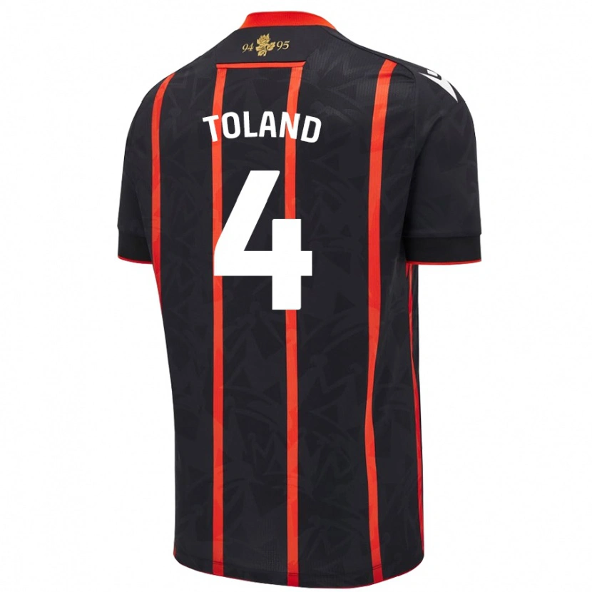 Danxen Uomo Maglia Tyler Toland #4 Nero Rosso Kit Gara Away 2024/25 Maglietta