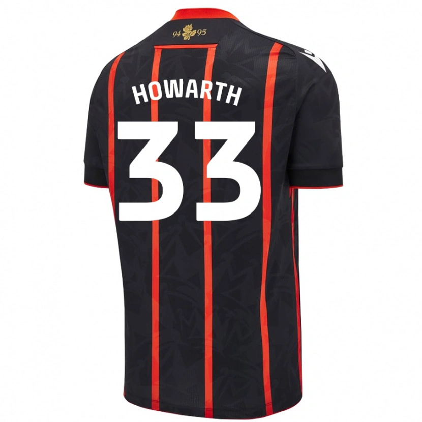 Danxen Uomo Maglia Taylor Howarth #33 Nero Rosso Kit Gara Away 2024/25 Maglietta