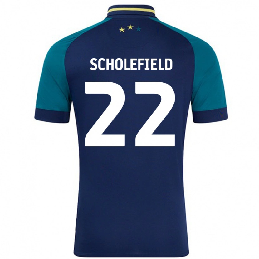 Danxen Uomo Maglia Lois Scholefield #22 Blu Navy Verde Scuro Kit Gara Away 2024/25 Maglietta