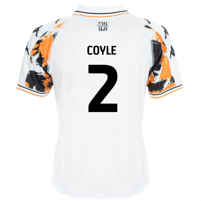 Danxen Uomo Maglia Lewie Coyle #2 Bianco Kit Gara Away 2024/25 Maglietta