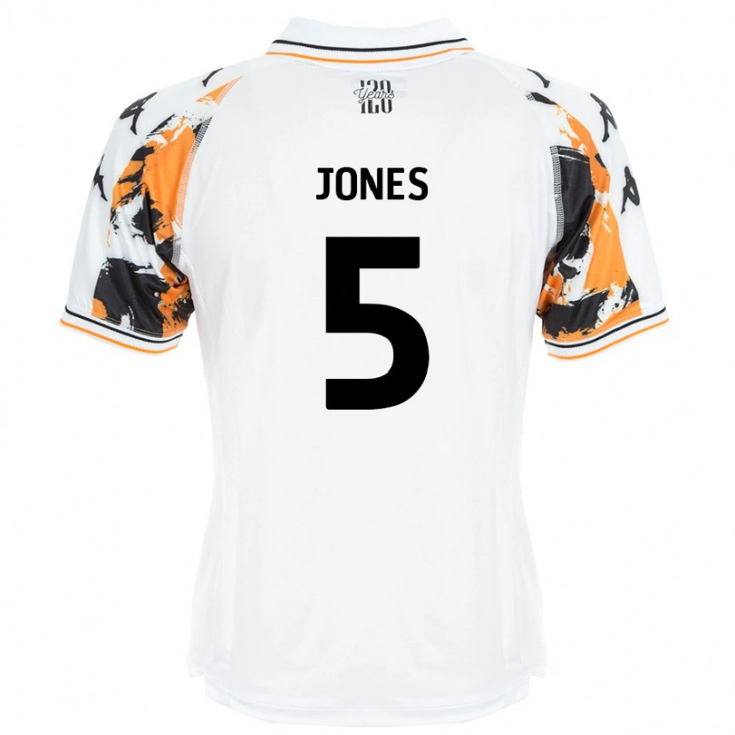 Danxen Uomo Maglia Alfie Jones #5 Bianco Kit Gara Away 2024/25 Maglietta