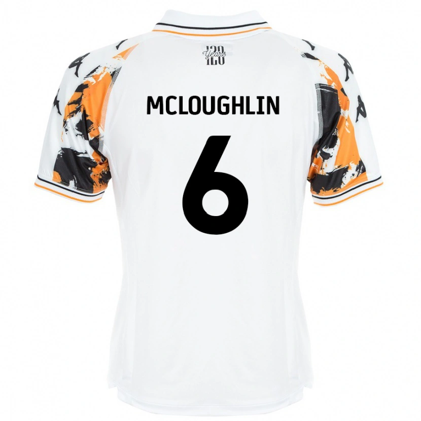 Danxen Uomo Maglia Sean Mcloughlin #6 Bianco Kit Gara Away 2024/25 Maglietta