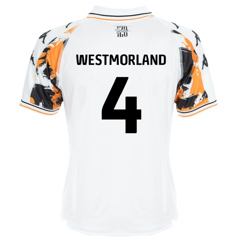 Danxen Uomo Maglia Emma Westmorland #4 Bianco Kit Gara Away 2024/25 Maglietta