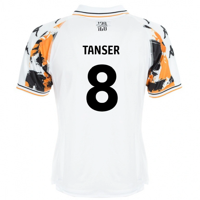 Danxen Uomo Maglia Ellie Tanser #8 Bianco Kit Gara Away 2024/25 Maglietta