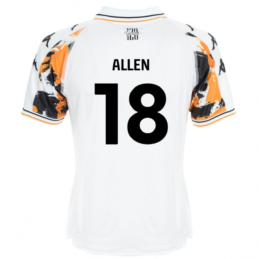 Danxen Uomo Maglia Aaliyah Allen #18 Bianco Kit Gara Away 2024/25 Maglietta