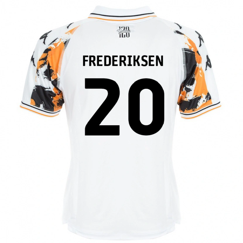 Danxen Uomo Maglia Abbey Frederiksen #20 Bianco Kit Gara Away 2024/25 Maglietta