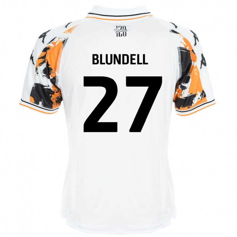 Danxen Uomo Maglia Maddie Blundell #27 Bianco Kit Gara Away 2024/25 Maglietta