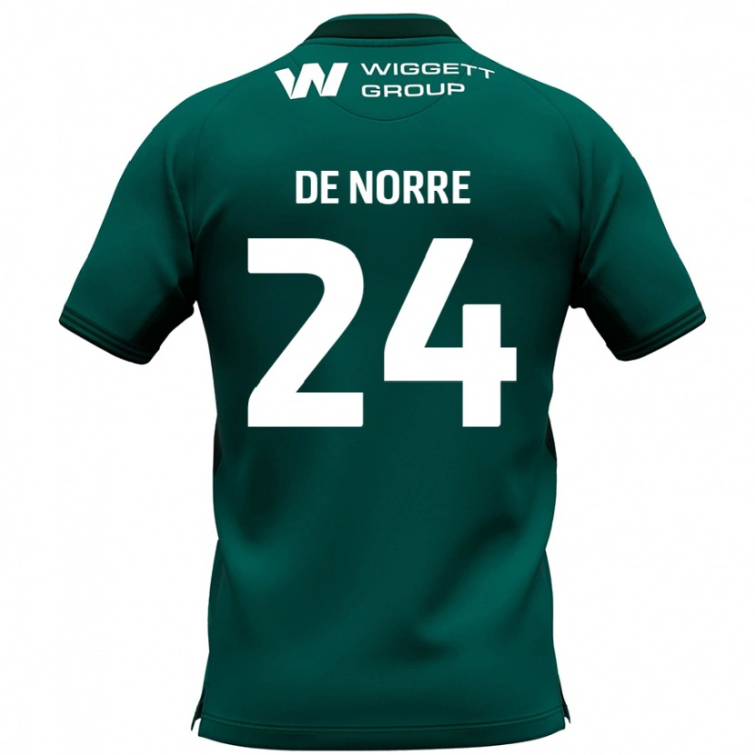 Danxen Uomo Maglia Casper De Norre #24 Verde Kit Gara Away 2024/25 Maglietta