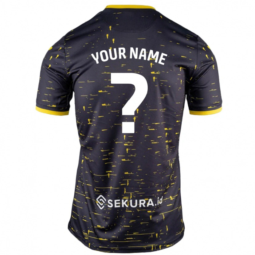 Danxen Uomo Maglia Il Tuo Nome #0 Nero Giallo Kit Gara Away 2024/25 Maglietta