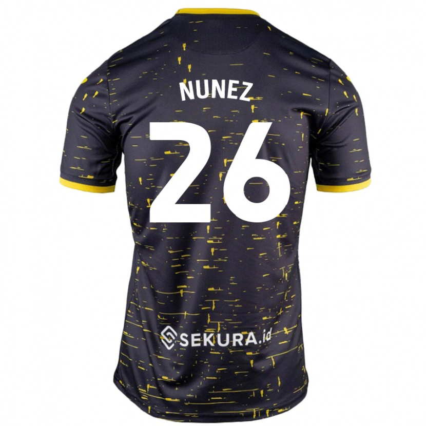 Danxen Uomo Maglia Marcelino Núñez #26 Nero Giallo Kit Gara Away 2024/25 Maglietta