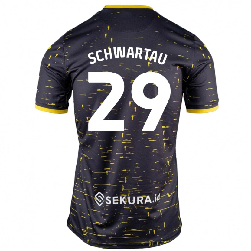 Danxen Uomo Maglia Oscar Schwartau #29 Nero Giallo Kit Gara Away 2024/25 Maglietta