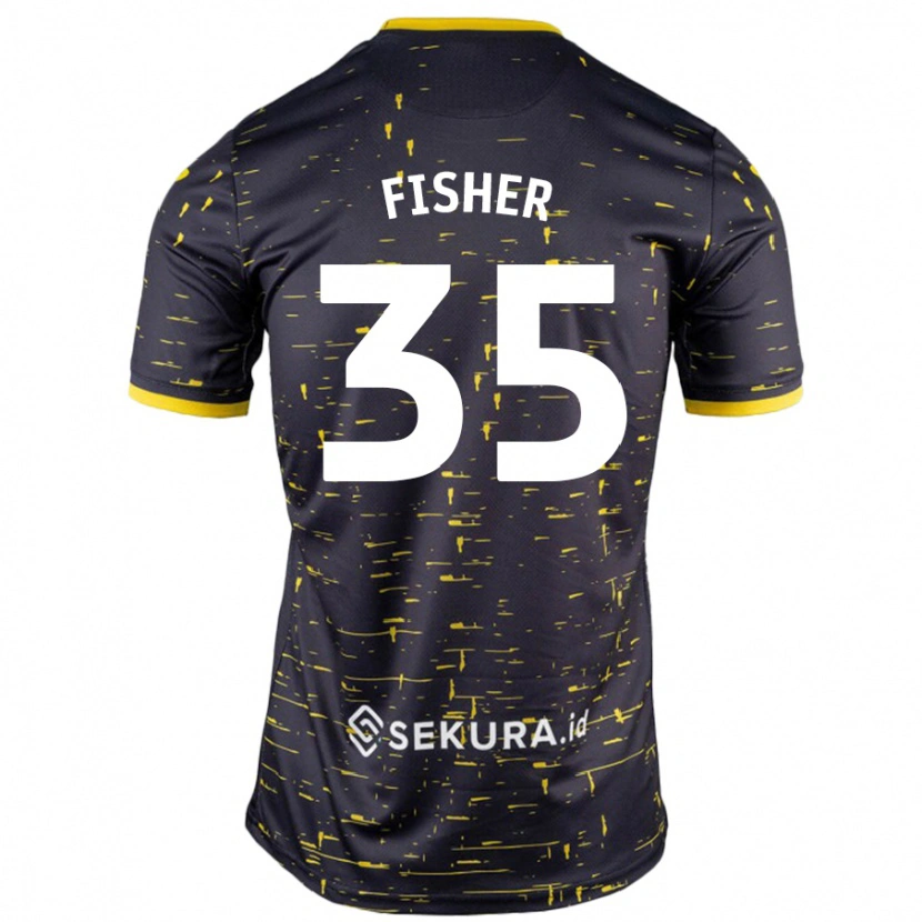 Danxen Uomo Maglia Kellen Fisher #35 Nero Giallo Kit Gara Away 2024/25 Maglietta