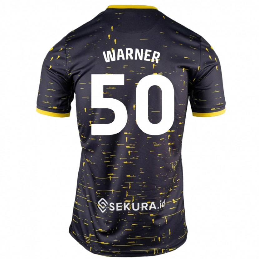 Danxen Uomo Maglia Jaden Warner #50 Nero Giallo Kit Gara Away 2024/25 Maglietta
