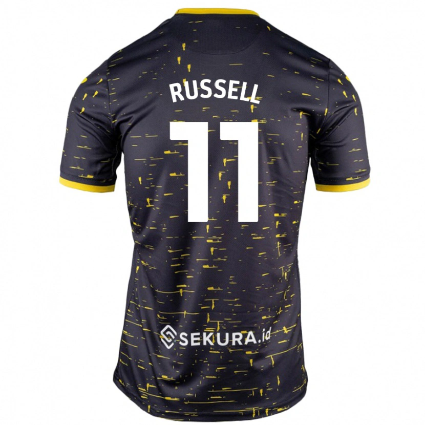 Danxen Uomo Maglia Rebecca Russell #11 Nero Giallo Kit Gara Away 2024/25 Maglietta