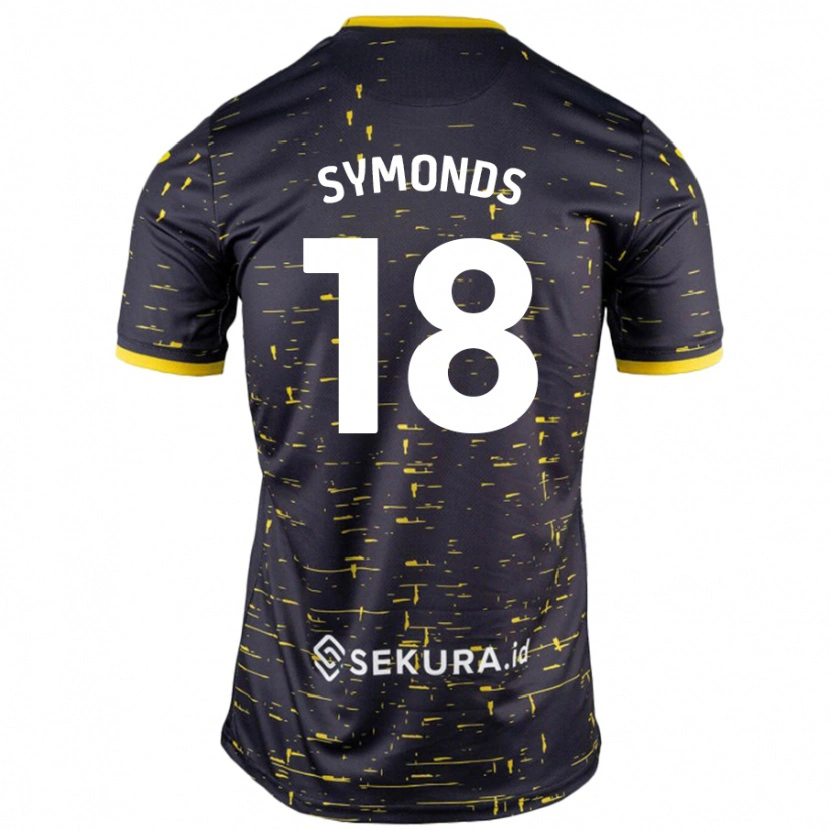 Danxen Uomo Maglia Freya Symonds #18 Nero Giallo Kit Gara Away 2024/25 Maglietta
