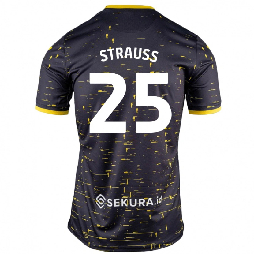 Danxen Uomo Maglia Hope Strauss #25 Nero Giallo Kit Gara Away 2024/25 Maglietta