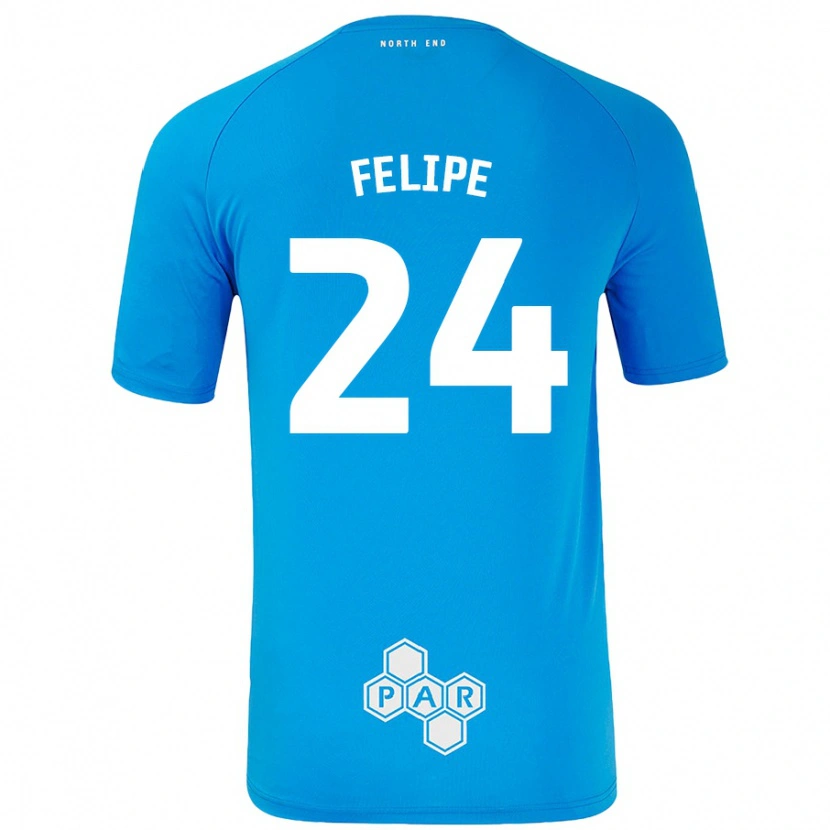 Danxen Uomo Maglia Felipe #24 Azzurro Kit Gara Away 2024/25 Maglietta