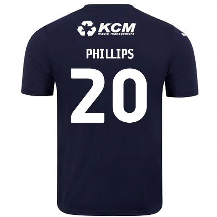 Danxen Uomo Maglia Dillon Phillips #20 Blu Navy Kit Gara Away 2024/25 Maglietta