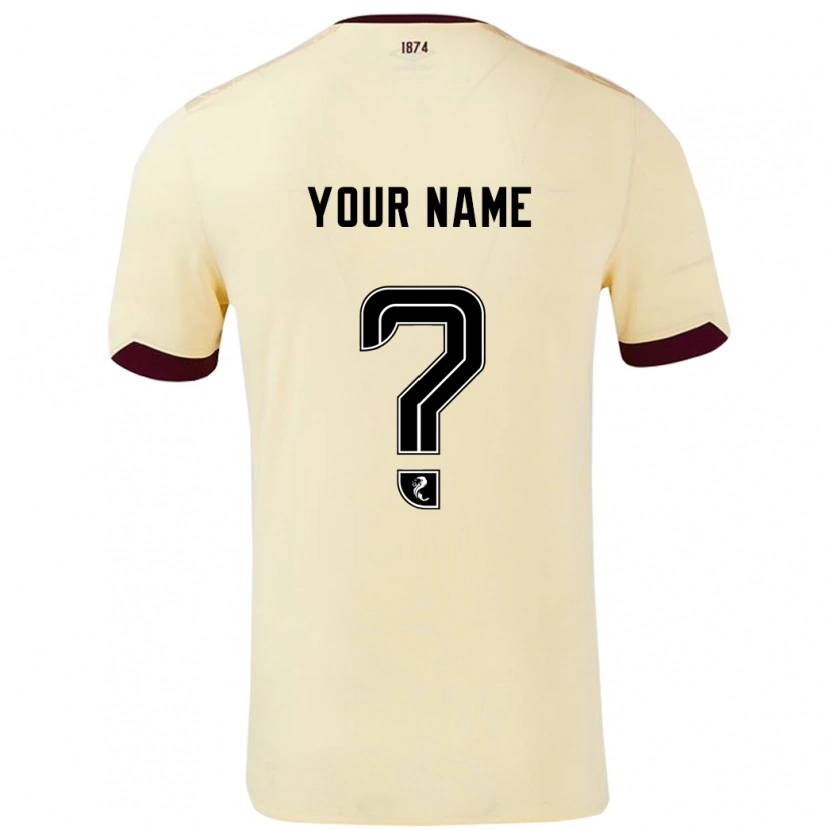Danxen Uomo Maglia Il Tuo Nome #0 Crema Borgogna Kit Gara Away 2024/25 Maglietta