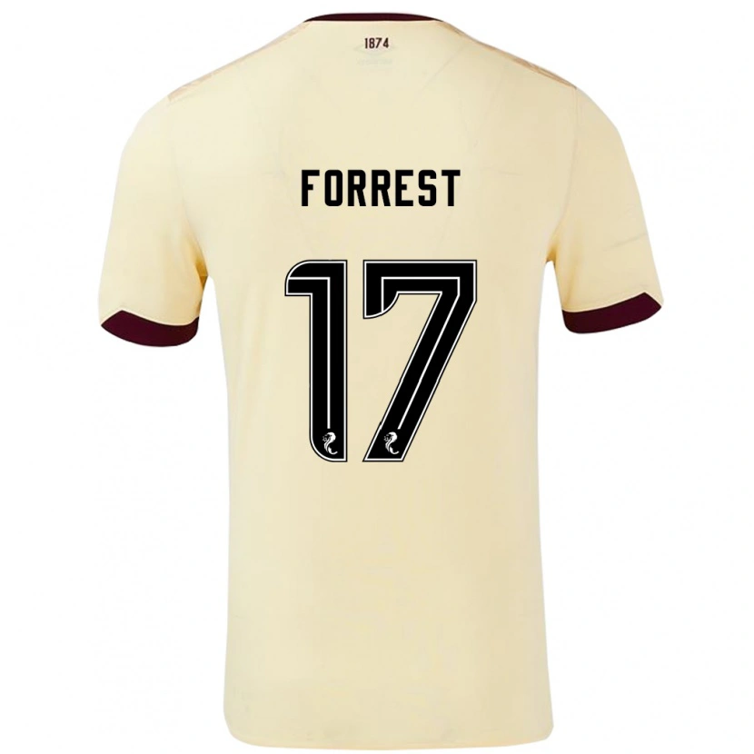 Danxen Uomo Maglia Alan Forrest #17 Crema Borgogna Kit Gara Away 2024/25 Maglietta