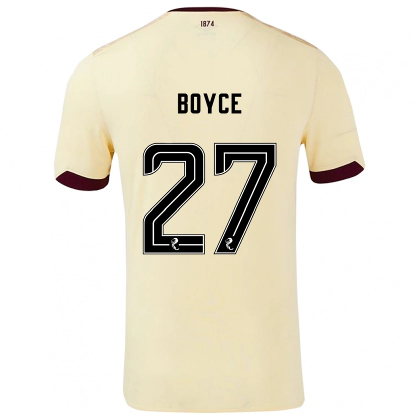 Danxen Uomo Maglia Liam Boyce #27 Crema Borgogna Kit Gara Away 2024/25 Maglietta