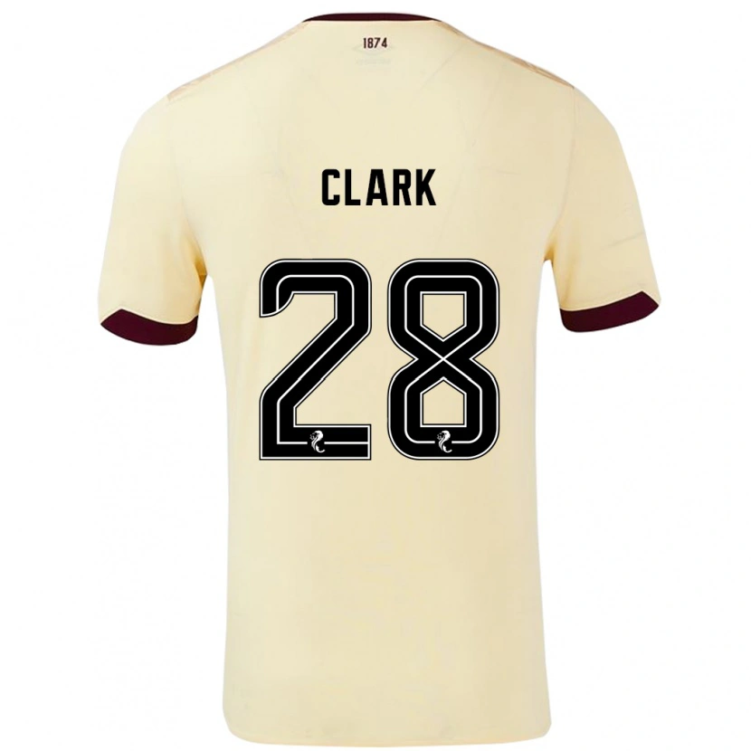 Danxen Uomo Maglia Zander Clark #28 Crema Borgogna Kit Gara Away 2024/25 Maglietta