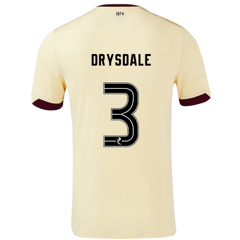 Danxen Uomo Maglia Ethan Drysdale #3 Crema Borgogna Kit Gara Away 2024/25 Maglietta