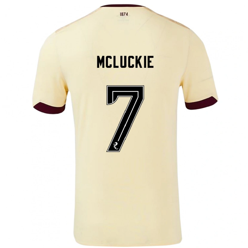 Danxen Uomo Maglia Bobby Mcluckie #7 Crema Borgogna Kit Gara Away 2024/25 Maglietta