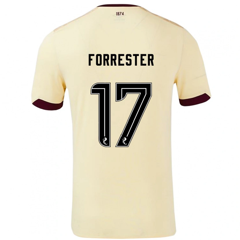 Danxen Uomo Maglia Adam Forrester #17 Crema Borgogna Kit Gara Away 2024/25 Maglietta