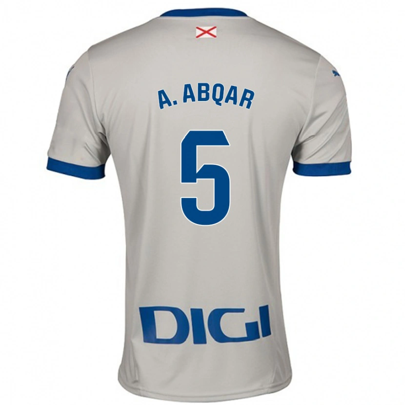 Danxen Uomo Maglia Abdel Abqar #5 Grigio Chiaro Kit Gara Away 2024/25 Maglietta