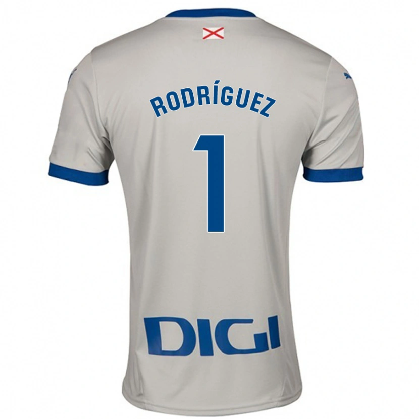 Danxen Uomo Maglia Adrián Rodríguez #1 Grigio Chiaro Kit Gara Away 2024/25 Maglietta