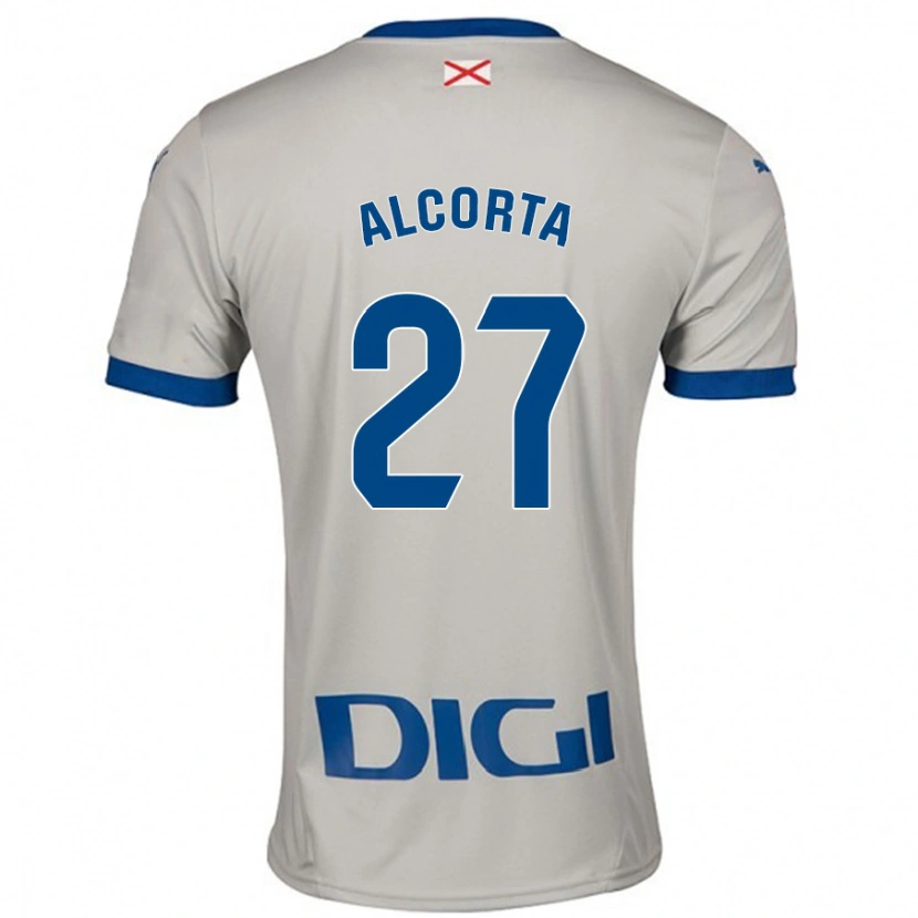 Danxen Uomo Maglia Alaitz Alcorta #27 Grigio Chiaro Kit Gara Away 2024/25 Maglietta