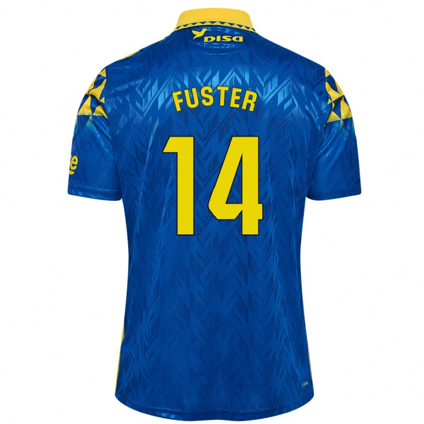 Danxen Uomo Maglia Manu Fuster #14 Blu Giallo Kit Gara Away 2024/25 Maglietta