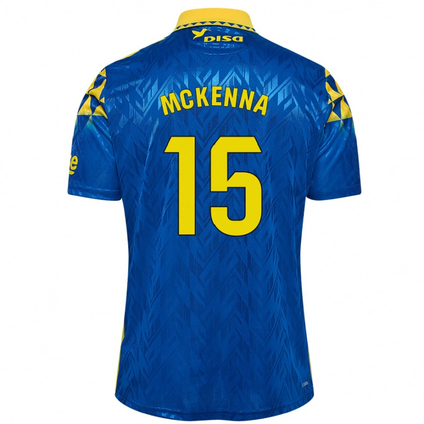 Danxen Uomo Maglia Scott Mckenna #15 Blu Giallo Kit Gara Away 2024/25 Maglietta