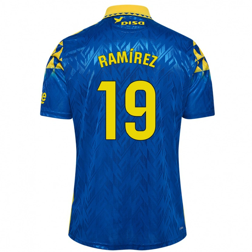 Danxen Uomo Maglia Sandro Ramírez #19 Blu Giallo Kit Gara Away 2024/25 Maglietta